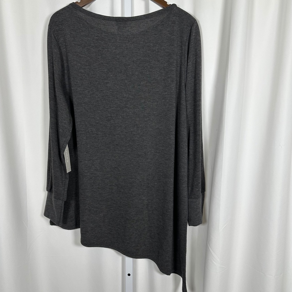 NWT Chico's Asymmetrical Bateau Tunic 3/4 Sleeve Grey 2X Classic Minimalist‎ - Picture 4 of 9